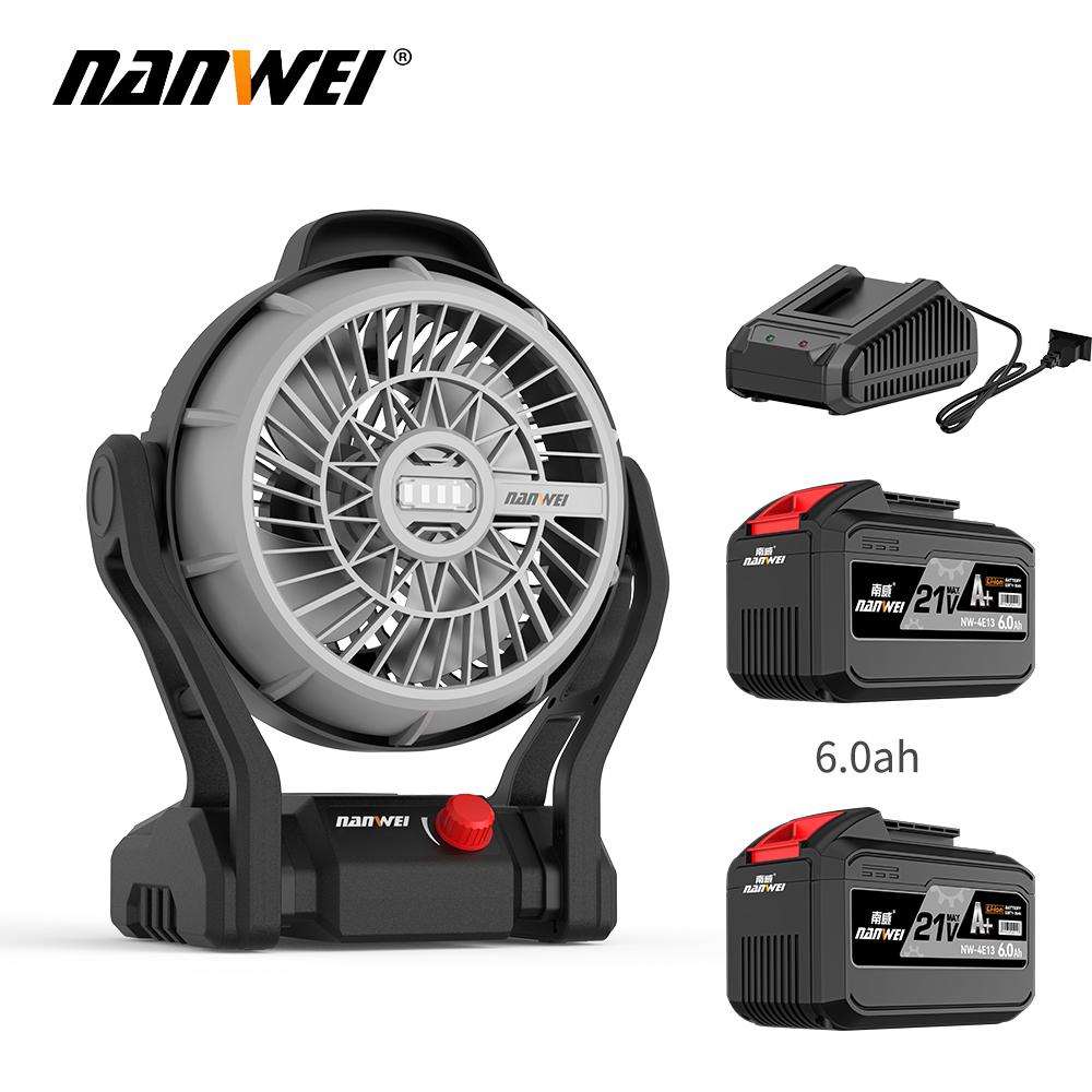 

Портативный литий-ионный вентилятор NANWEI, 1810 об/мин, мощная ветровая энергия 6.0ah battery x2