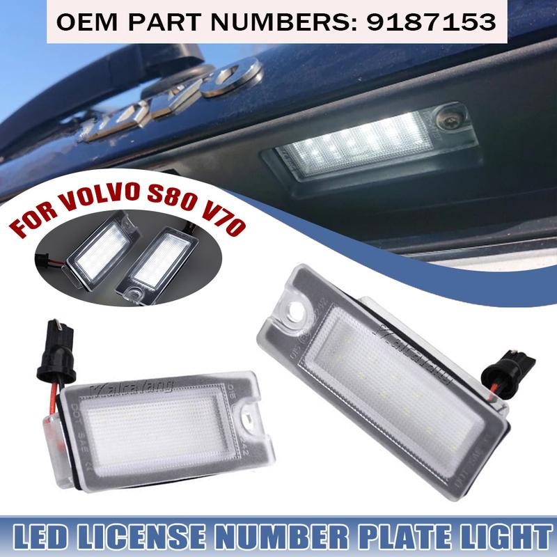 2pcs White LED License Number Plate Light Bulb For Volvo S80 1999-2003 V70 XC70 2001-2007 S60 2001-2006 XC90 2003 license lamp