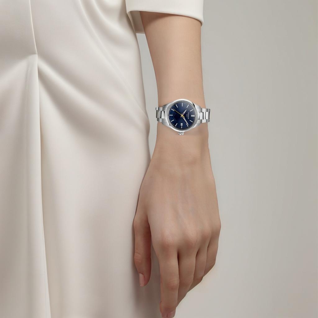 TISSOT PR Quartz Movement 100m Water Resistance Women's Watch 34mm Blue Dial Stainless Steel Case T150.210.11.041.01