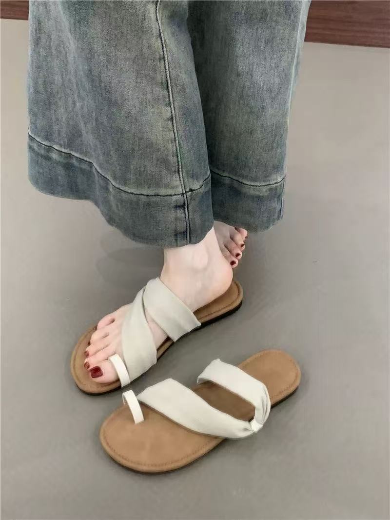 

Босоножки с закрытым носком на мягкой подошве, новые, для отпуска, пляжная обувь, на плоской подошве, женская обувь, летняя обувь 40 абрикосовый