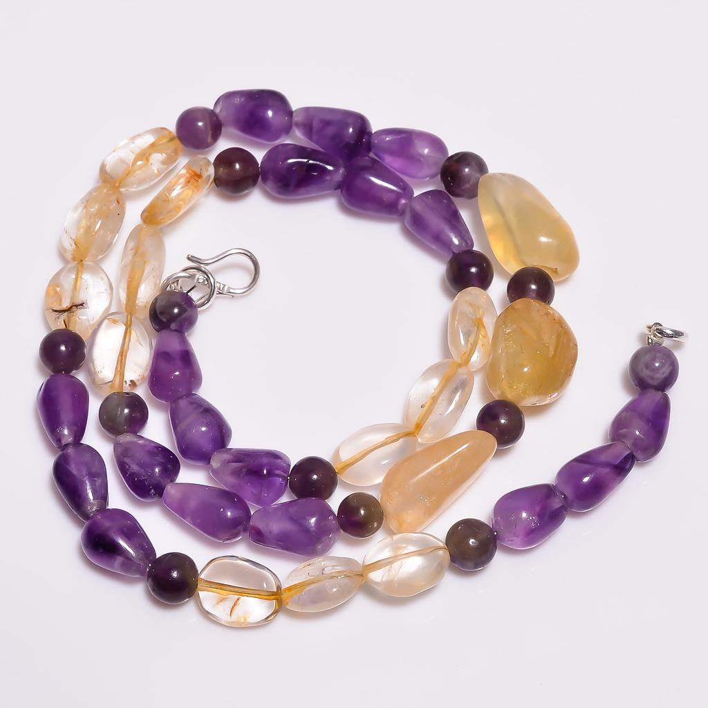 Natural Citrine Amethyst Gemstone Beads Necklace 5-16 Mm 18" UB-8174 UB-8174