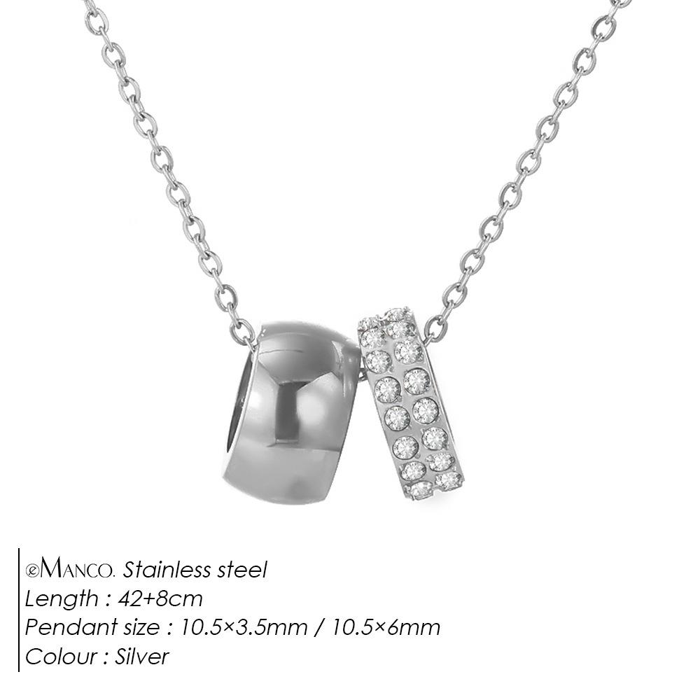 eManco 14k Gold Rhinestone Inlaid Stainless Steel Ring & Pendant Necklace