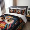 3pcs Bohemian Owl Printed Bedding Duvet Cover Set Owl Themed Bedding Quilt Set Floral Printed Owl Bedroom Decor Bed Quilt Set
