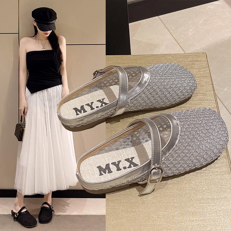 Fashion 2025 Women's Flat Shoes Breathable Mesh Women Shoes Summer Square Head Women Shoes Large Size Female