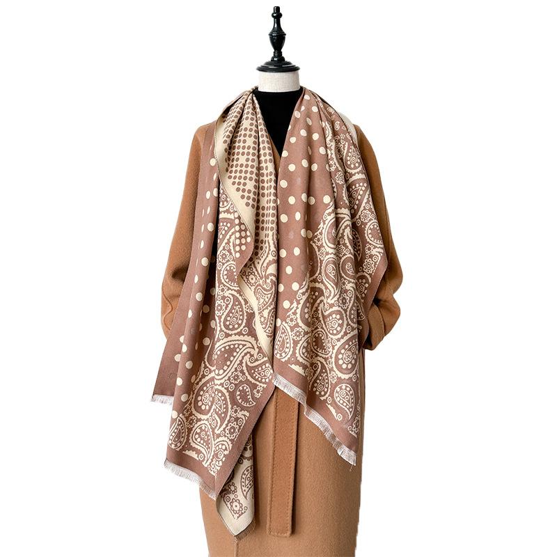 Korean Version Of Light Luxury Contrasting Colors, Double-Sided Imitation Cashmere Scarf, Winter High-End Warm Shawl