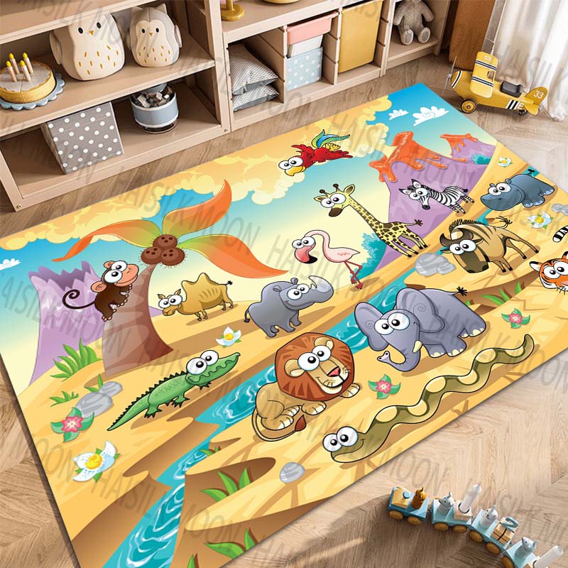 Multiple sizes Cartoon Zoo Theme Pattern Carpets for Bedroom Living Room Mat Creative Door Mat Dressing Room Rugs Luxury Gifts