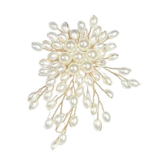 Women Brooch Hand-Woven Irregular Imitation Pearls Brooch Suit Coat Collar