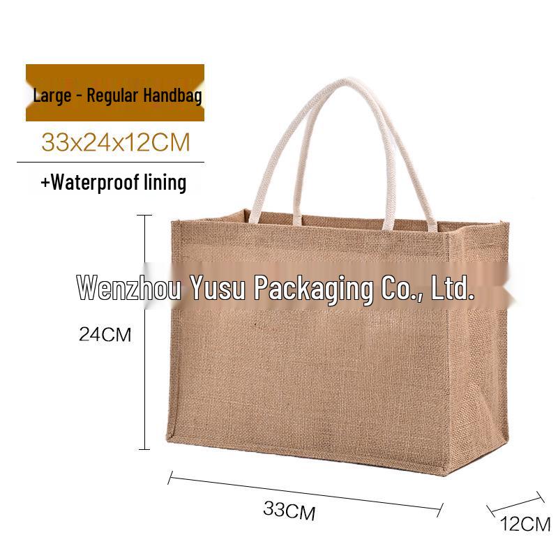 Muji Jute-Style Customizable Tote Bag - Film-Coated, Blank Linen for DIY Hand-Painting