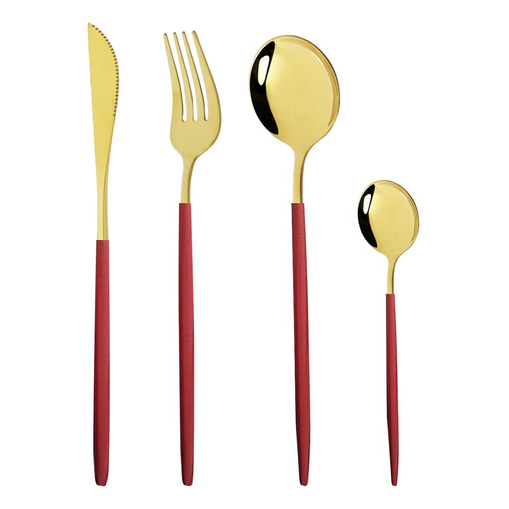Gold Western Geschirr Geschirr Dessert Messer Gabel Kaffee Löffel Teelöffel Stahl Besteck Set Edelstahl Hause Abendessen Set