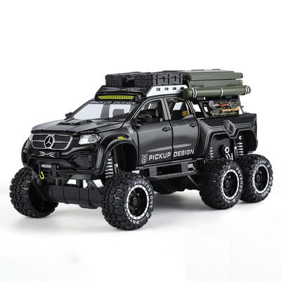 1/28 BENZ X-CLASS 6X6 Vehículo Todoterreno de Camping Modelo de Coche de Aleación Sonido y Luz Juguete para Niños Coleccionables Regalo de Cumpleaños