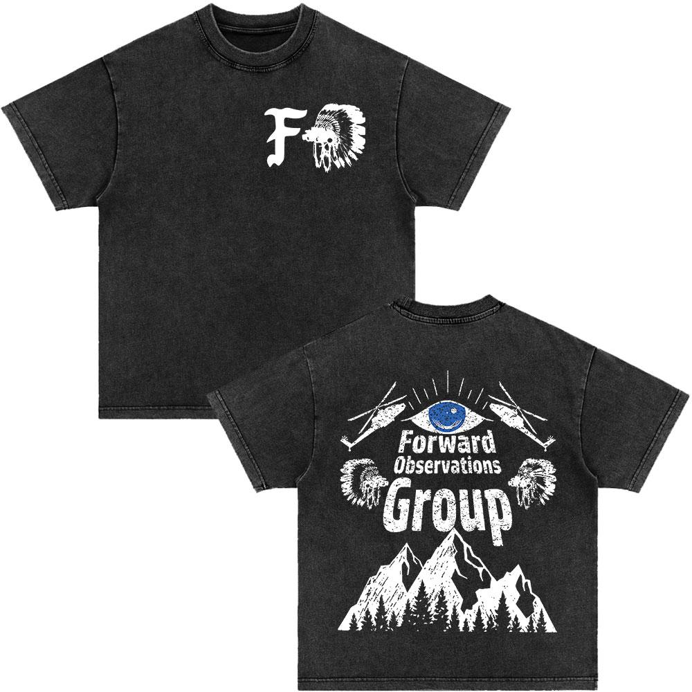 Forward Observations Group Be Seeing You Washed Vintage T-shirt Skeleton Graphic Punk Gothic T-Shirts Men Women Oversized Tshirt