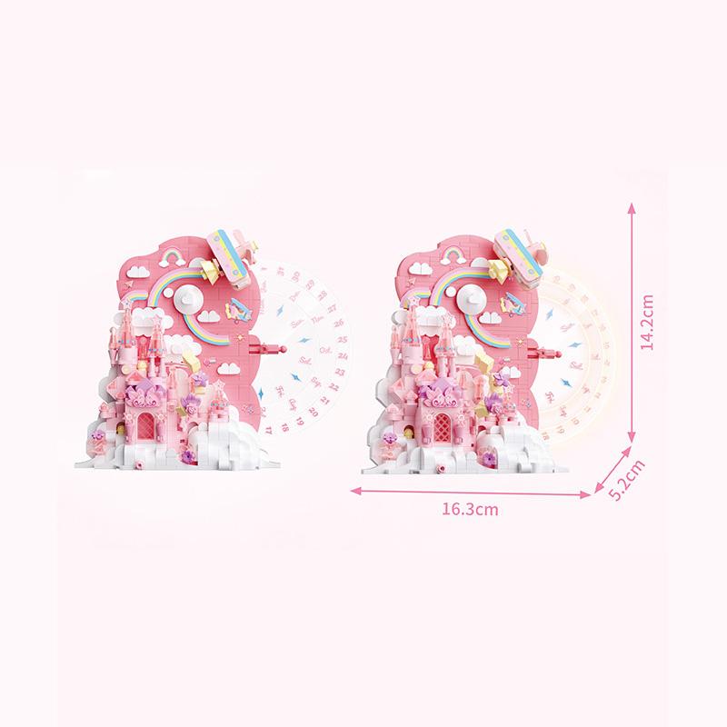 

Idea Table Calendar Construction Blocks Princess Caste Butterfly Flower Small Block Educational Toy With Light For Student Gifts