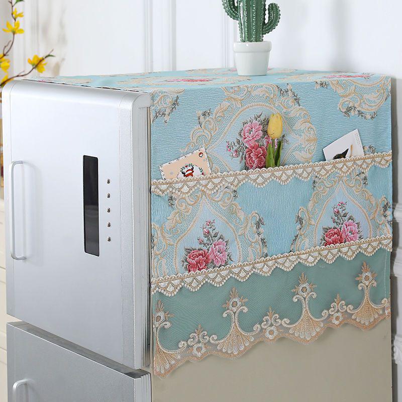 2026 Lace Refrigerator Dust Cover with Storage Pockets - Breathable Heat Dissipation for Single/Double Doors