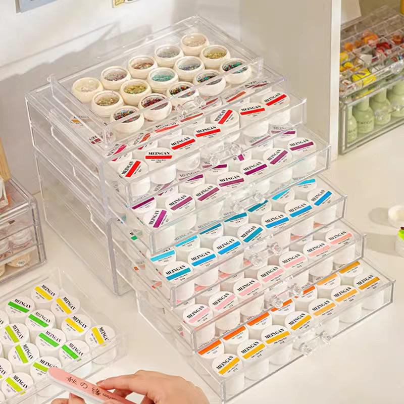 Acrylic Transparent Nail Art Storage Box with Drawers