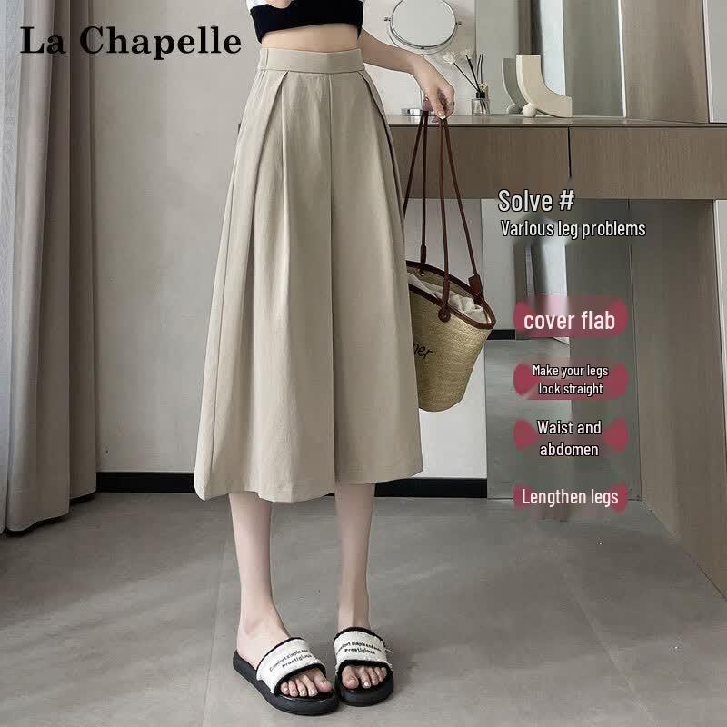 La Chapelle Women's Ice Silk High-Waist Wide-Leg Culottes