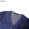 ZANZEA Women Casual V-Neck Loose Summer Short Sleeve Dress
