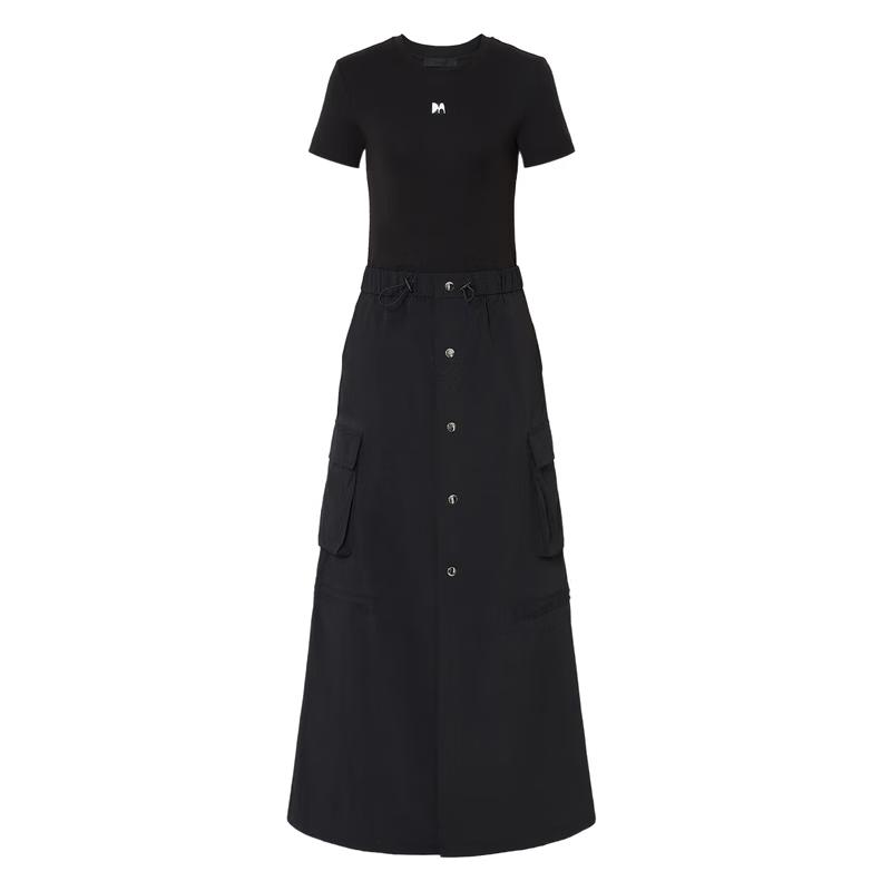 

MO&Co. Spliced A-Line Drawstring Midi Dress M