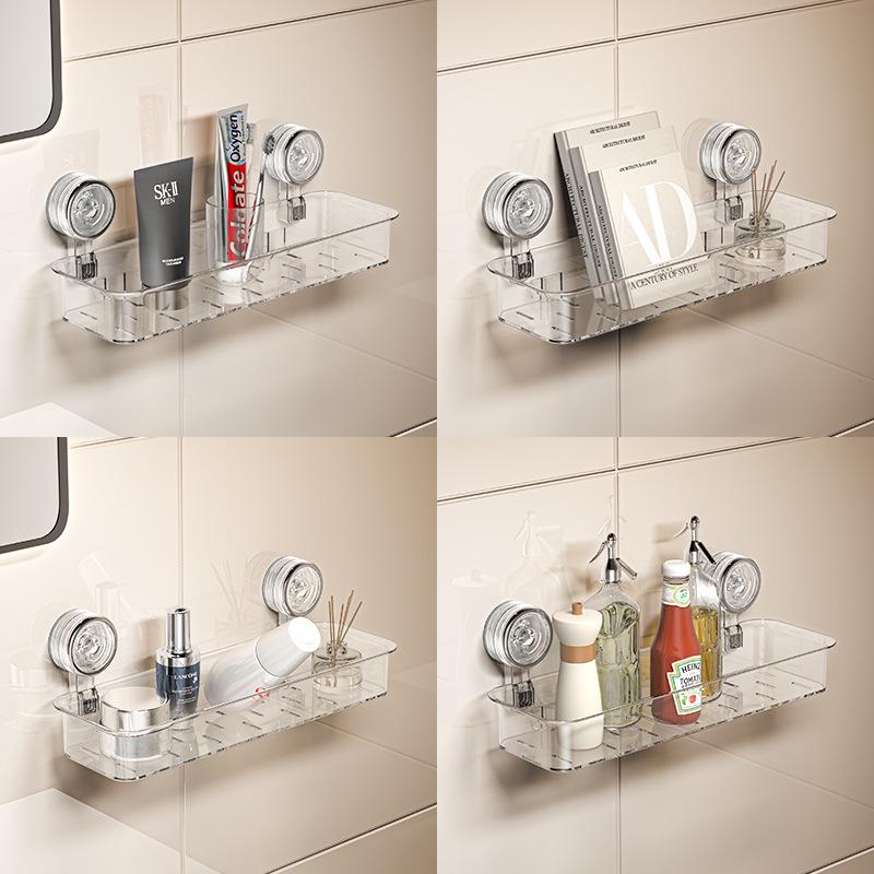 Wall-Mounted Vacuum Suction Cup Bathroom Shelf and Cosmetics Organizer