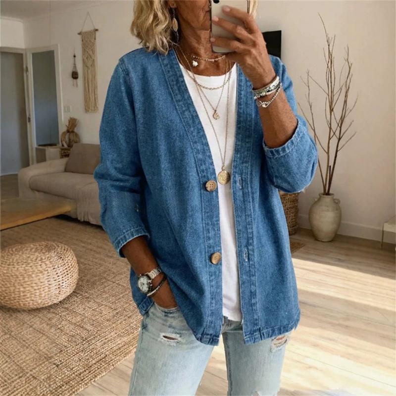 2026 Spring and Autumn New Women's Casual Faux Denim Cardigan Jacket