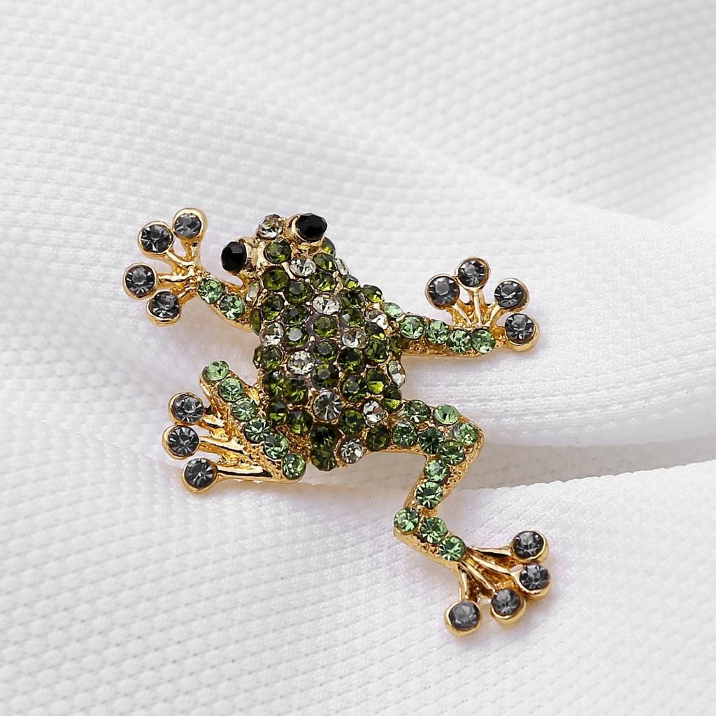 Exquisite Full Rhinestone Cute Frog Brooch For Women Men Luxury Vivid Animal Funny Froggy Lapel Badge Buckle Pins Party Jewelry