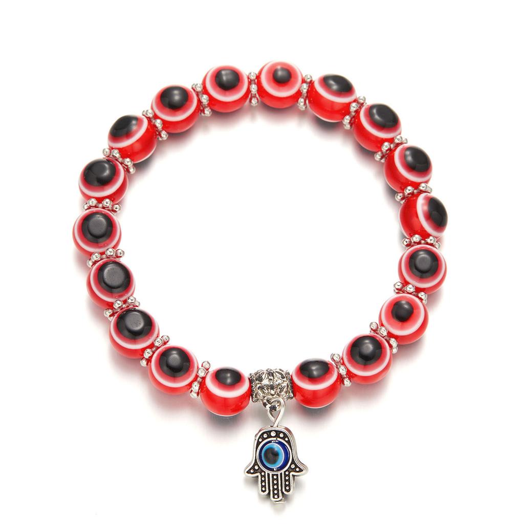 Lucky Turkish Evil Eye Beaded Bracelet 2026 New Design Colorful Eyes Fatima Hand Pendant Bracelets For Women Men Couple Jewelry