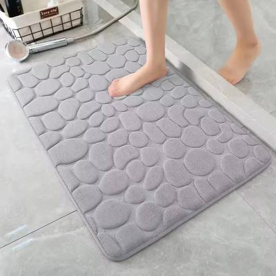 Memory Foam Embossed Velvet Carpet Bathroom Living Room Non-Slip Mat Cobblestone Floor Mat Home Furnishings