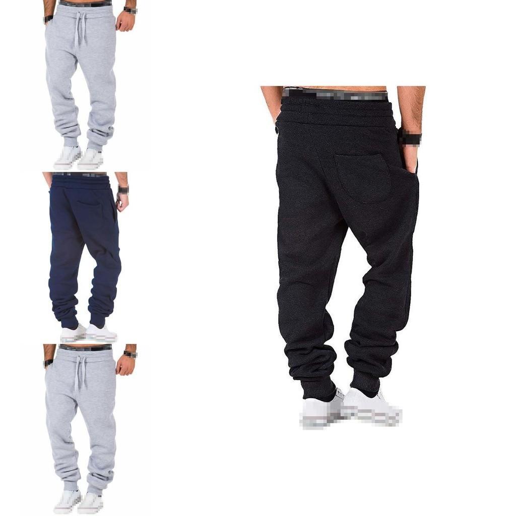 Calças de Moletom Jogger Masculinas em Mistura de Algodão Com Cintura Elástica e Cordão Ajustável