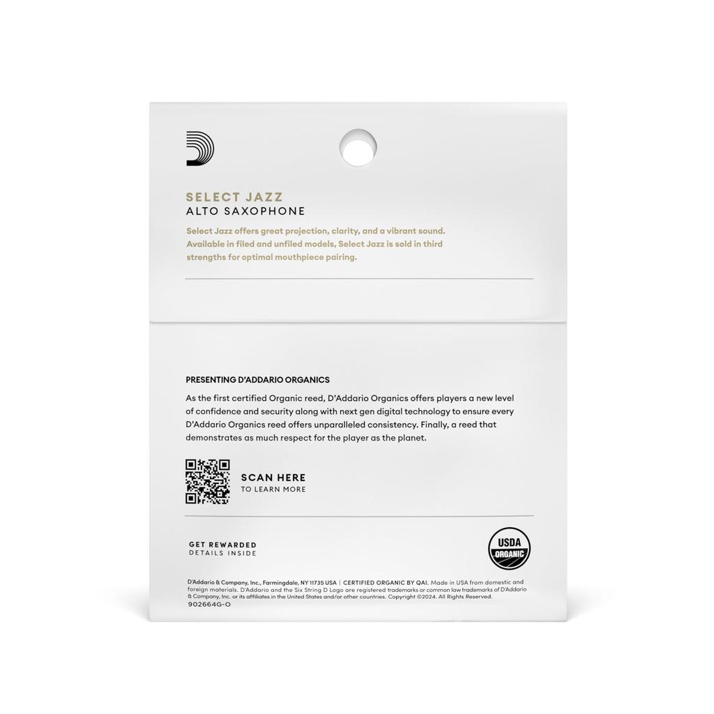 Ancie WoodWinds pentru Saxofon Alto Certificat USDA Organic SELECT JAZZ FILED ORSF03ASX2H 3 Bucăți D'Addario D'Addario [Duritate 2H] []