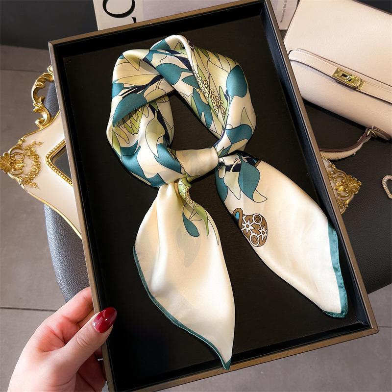 Luxury Silk Feeling Square Scarf Women  Print Satin Neckerchief Spring Hair Band Foulard Bandana Echarpe Tie Shawl Wraps