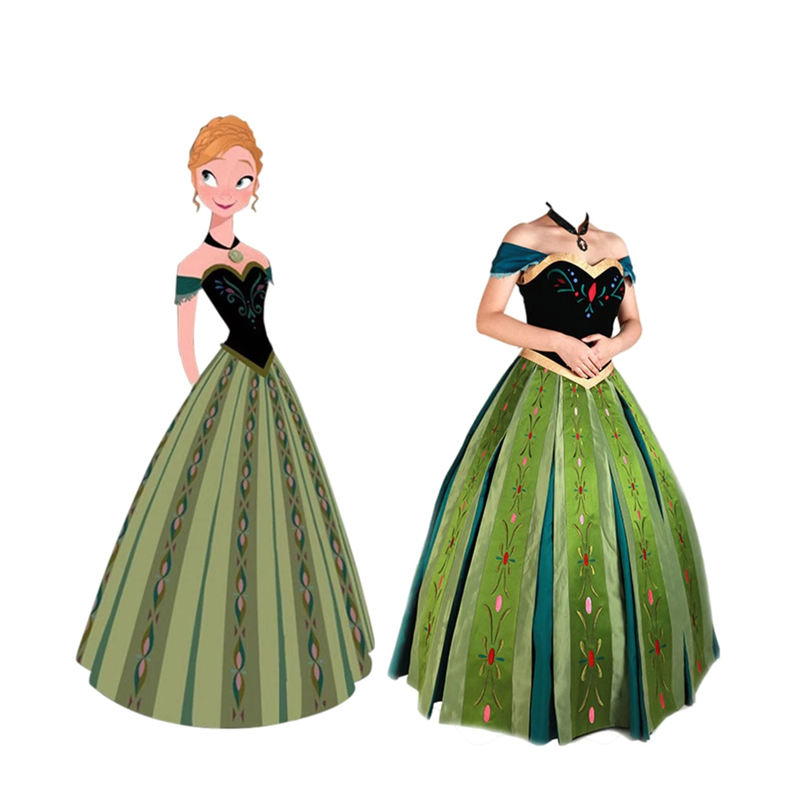 

Essri Frozen Anna Princess Dress with Embroidery, Perfect for Cosplay, Festivals, School Festivals, Cultural Festivals, Traveling Exhibitions,