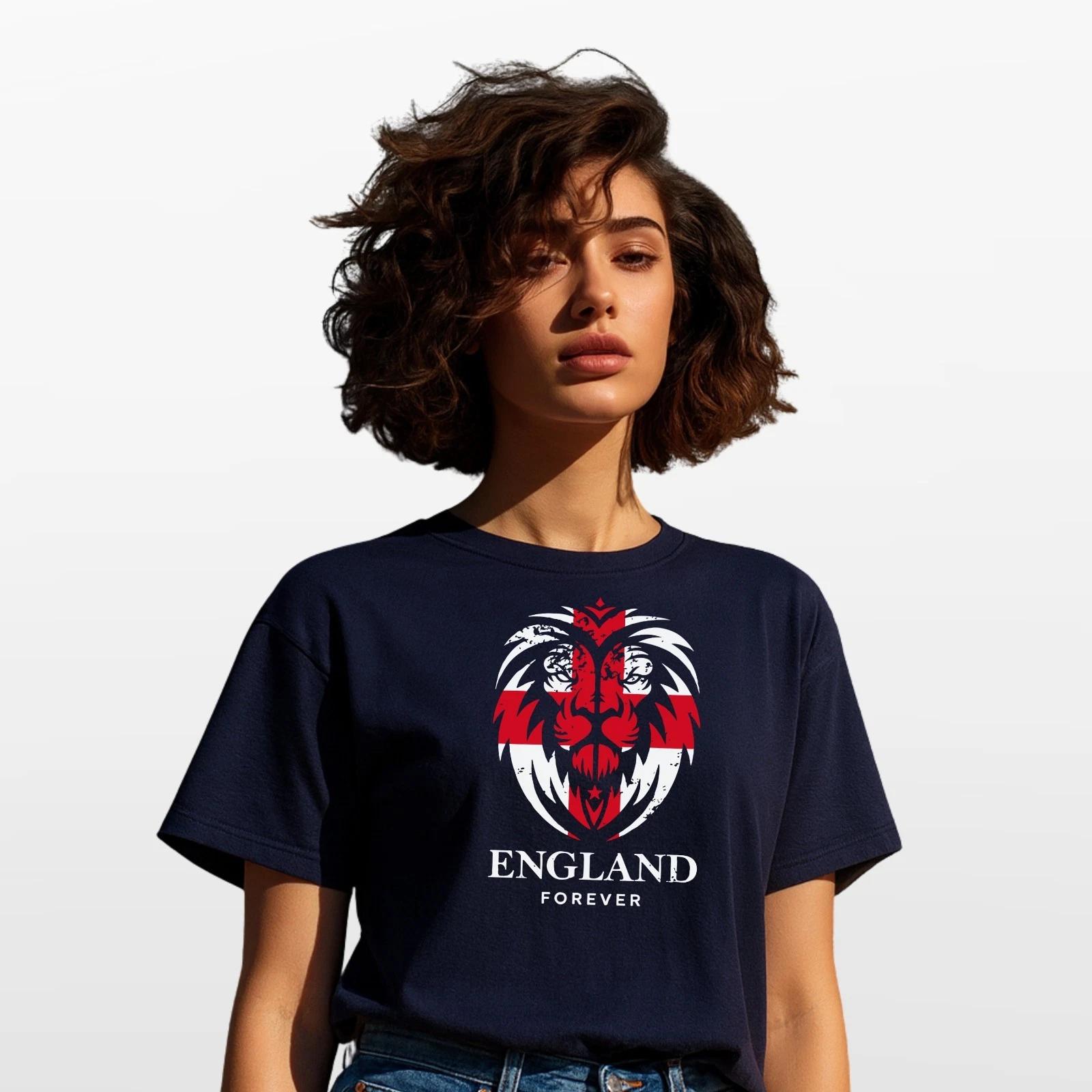 

England Forever Lion Navy T-Shirt | St George Flag Design Unisex Adults XXXXL