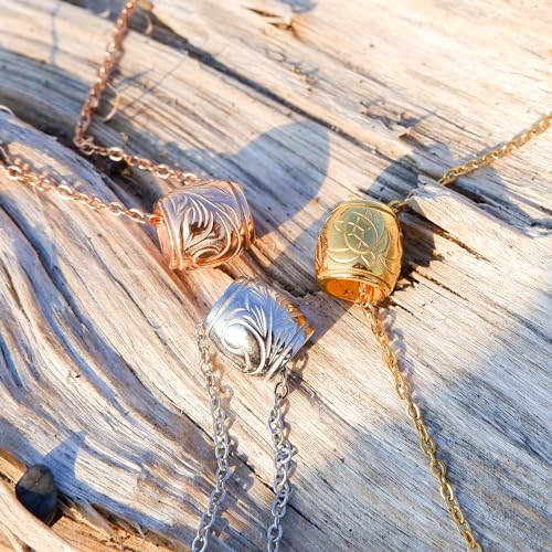 July Hawaiian Jewelry Necklace, Stainless Steel Necklace for Men and Women, Barrel, Honu, Turtle, Scroll, and Wave Designs, Hypoallergenic, Surgical S