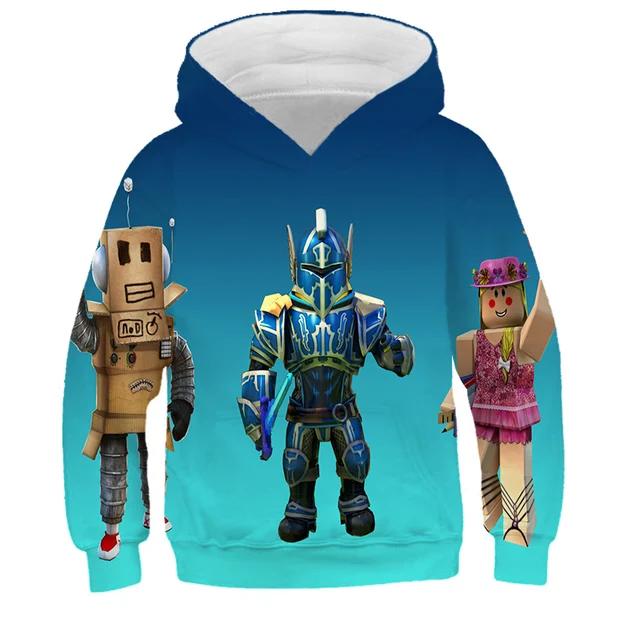 Wiosenne Dziecięce Dziewczęce Bluzki Ubrania Dziecięce 4-14 Lat MINISO Chłopięca Zabawna Gra Robloxing Bluza z Kapturem z Nadrukiem 3D Kreskówkowa z Długim Rękawem Dziecięca Bluza