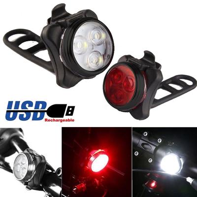 (Joy choose)Cycling Bicycle Bike 3 LED Head Front With USB Rechargeable Tail Clip Light Lamp