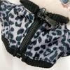 Leopard print jacket, 10cm plush doll outfit, black. Perfect for mascots, idols, K-pop dolls, and other fan activities. [Used]
