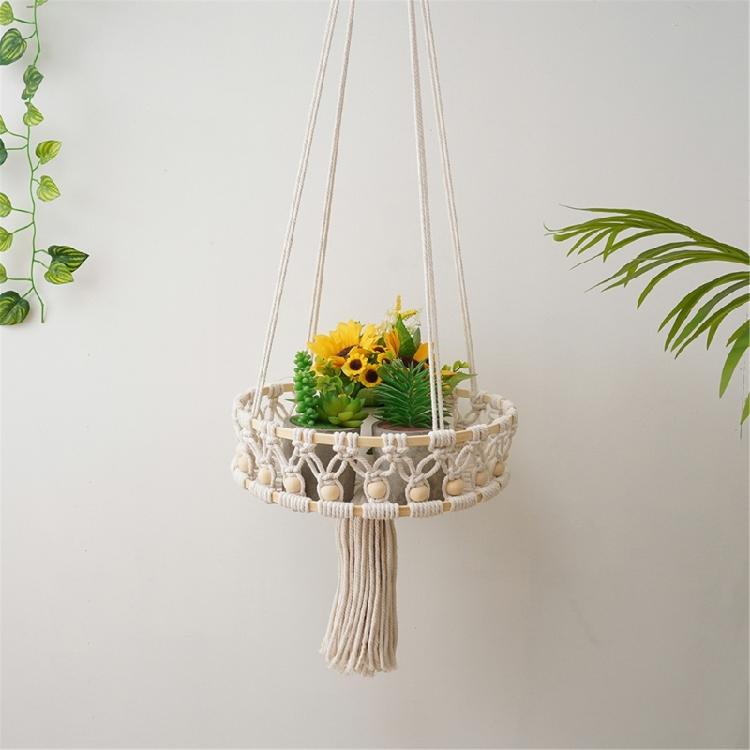 Sturdy Cotton Handwoven Hanging Storage Baskets Stylish Kitchen Organizers Portable for Fruit and Vegetable Display