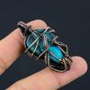 Irani Turquoise Gemstone Copper Wire Wrap Handmade Pendant Jewelry Gift For Love