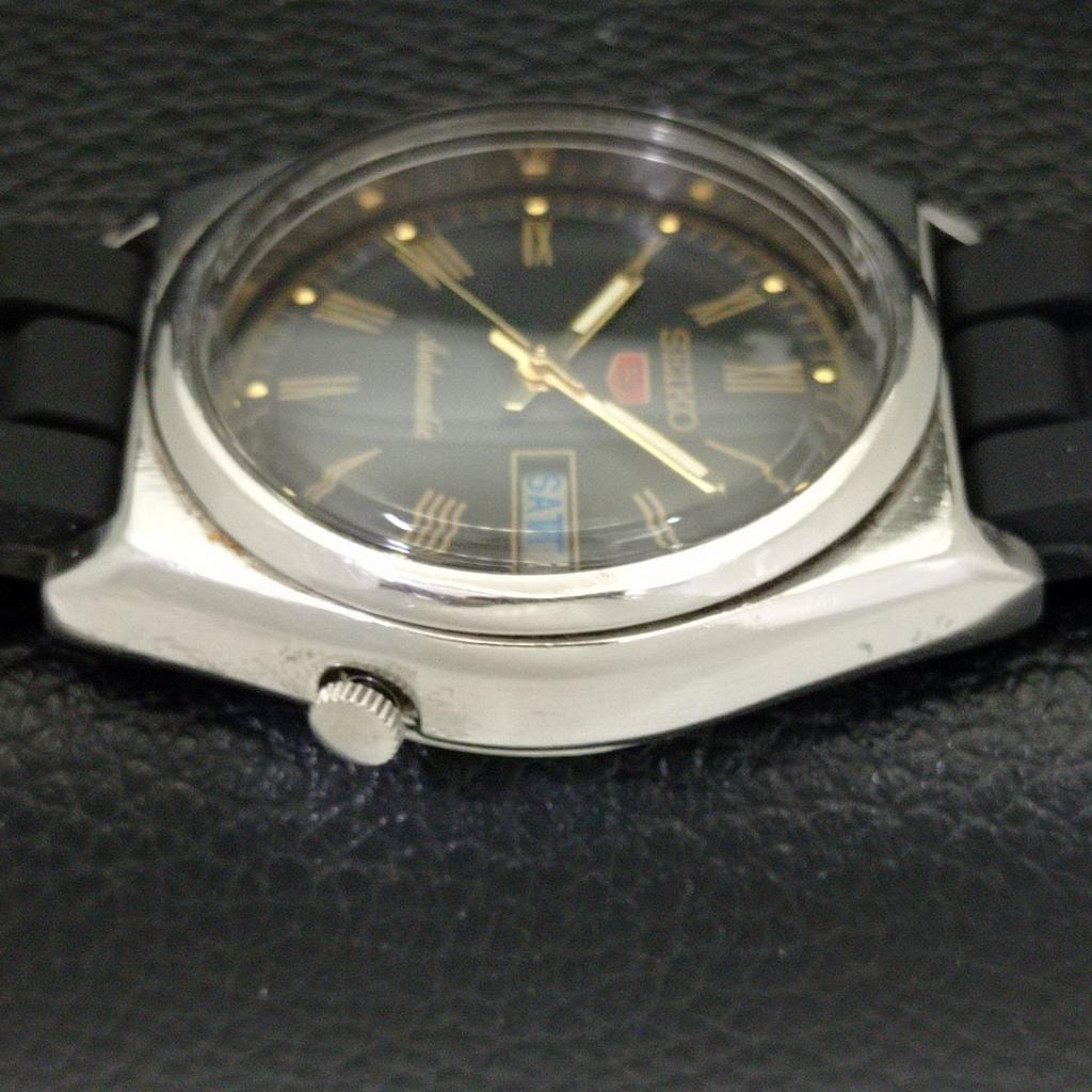 USED VINTAGE SEIKO 5 AUTOMATIC 7009A JAPAN MENS BLACK COLOR DIAL WATCH A433205-2 R115-a433205