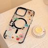 Three Dimensional Button 16Promax Flash Powder Magnetic Suction Bracket IPhone 15 Mobile Phone Case 14 Suitable for 13 Cartoon Doodles 11