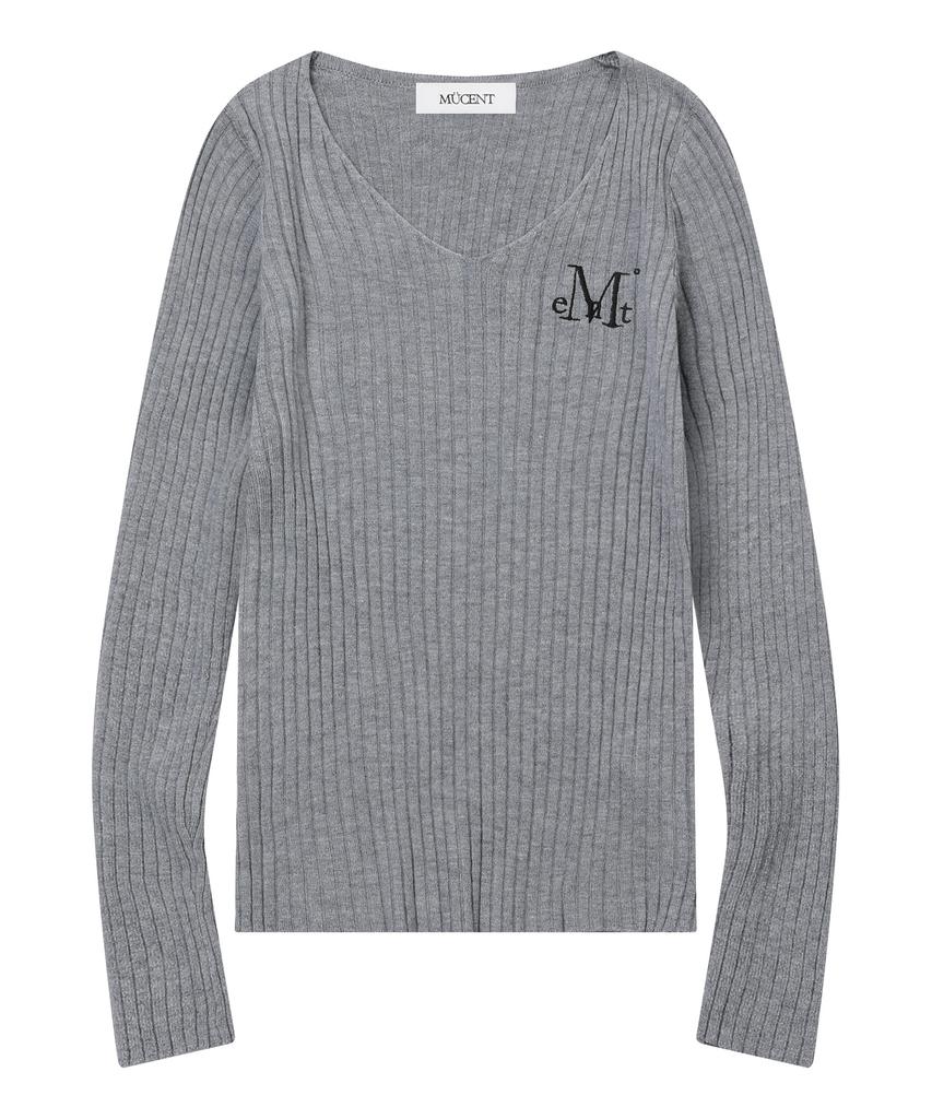 MUCENT Sharon V-Neck Crop Ribbed Knit (3 Colors)