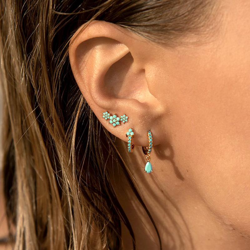 New Design Stainless Steel Cubic Zirconia Small Hoop Earrings For Women Punk Blue Huggie Thin Cartilage Earring Piercing Jewelry