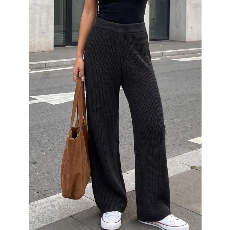 Damen S Hohe Taille Gerade Weiter Bein Lässige Hose Winter