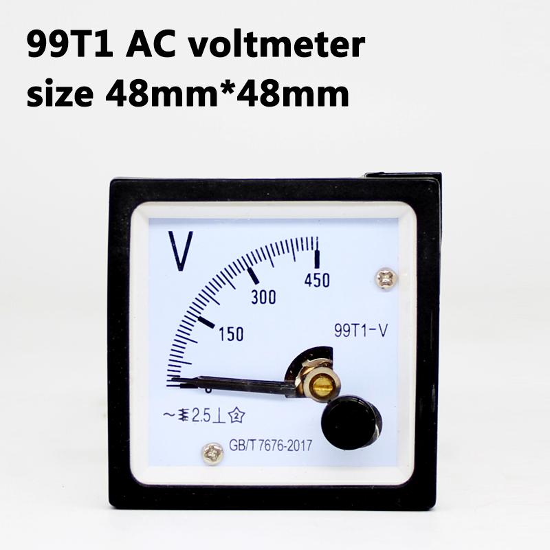 99T1 AC Voltmeter Pointer AC Voltage Measuring Instrument 100V 250V 300V 450V 500V Size 48mm * 48mm