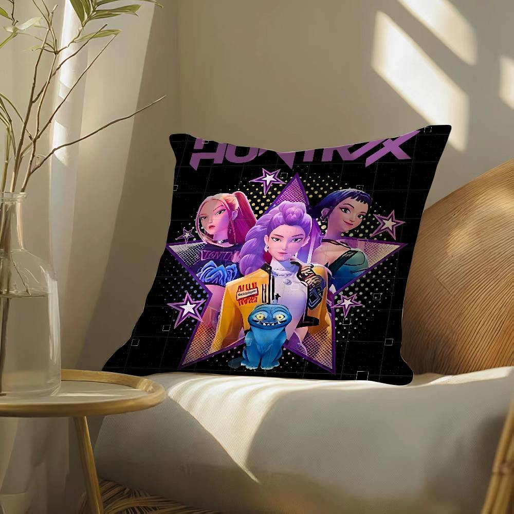 Pop-Movie K-Pop Demon Hunters Pillow Case Silky Elegant Comfort Sofa Bed  Invisible Zipper Beach Pillowcase