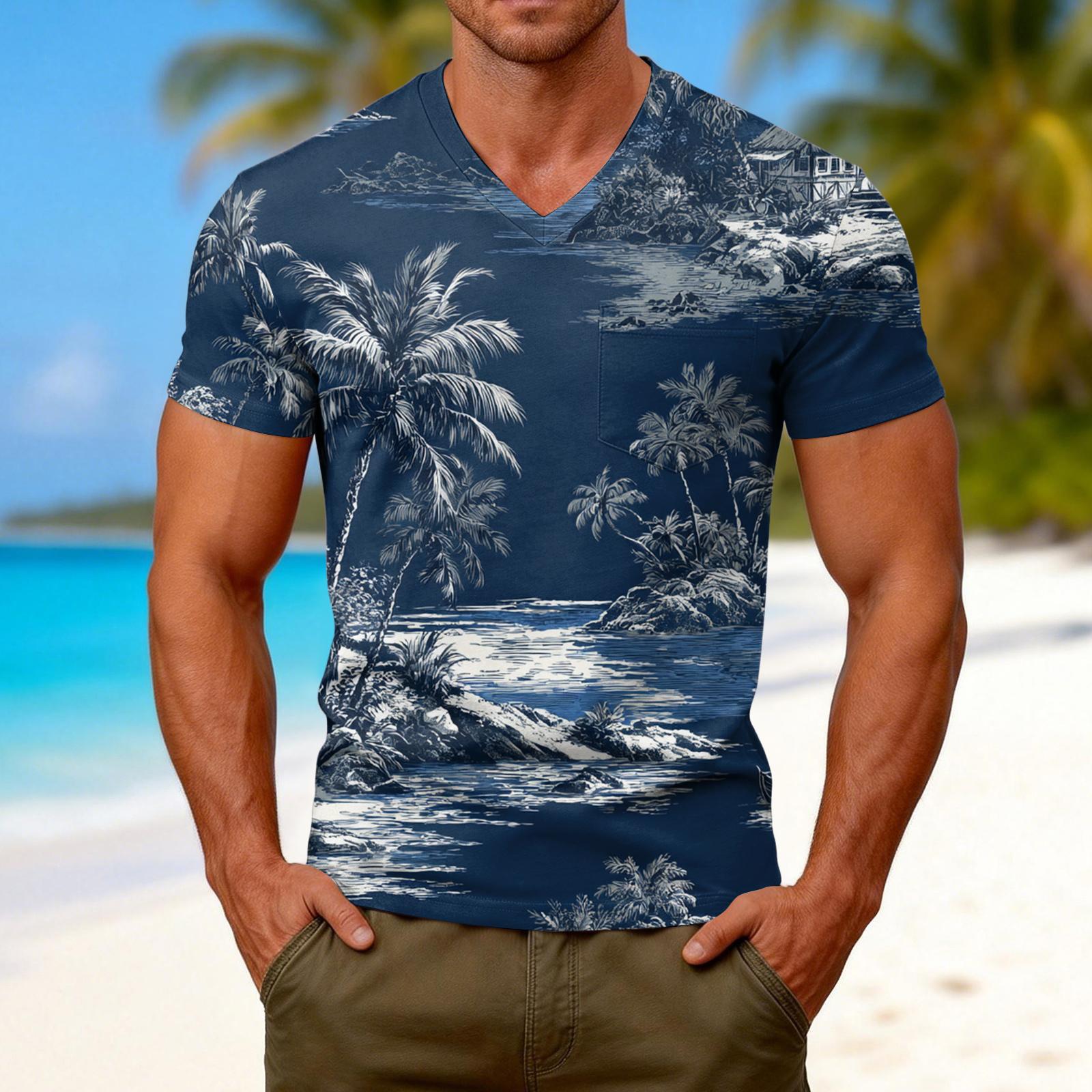 

Men s Fashion Printed V-Neck Short Sleeve T-Shirt XXXXL Темно-синій