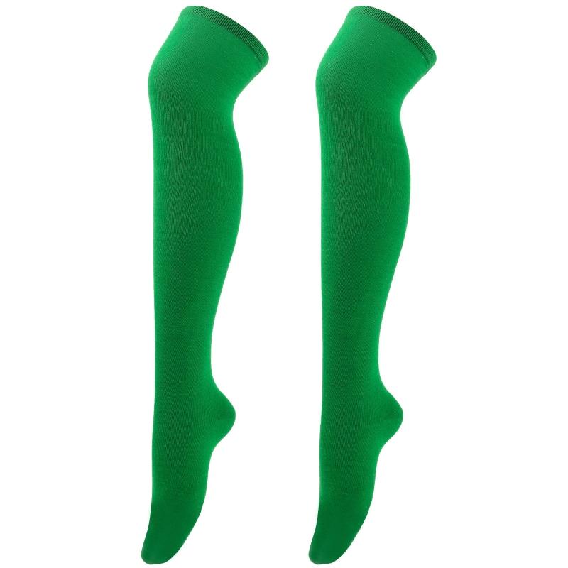 Women Girls Over Knee Long Socks Christmas Diagonal Striped Print Christmas Thigh High Stockings Holiday Party Hosiery