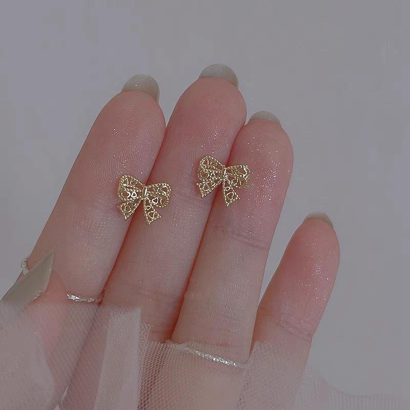 S925 Sterling Silver Bow Stud Earrings - Elegant, Light Luxury, Simple Design for Women 925 Silver золотой