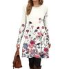 Women's Fashion Casual Long SleeveTunic Dress With Pockets Side Button Dress