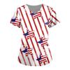 Dametrykk Kortermet V-hals Topper Independence Day Print Working Pocket Bluse