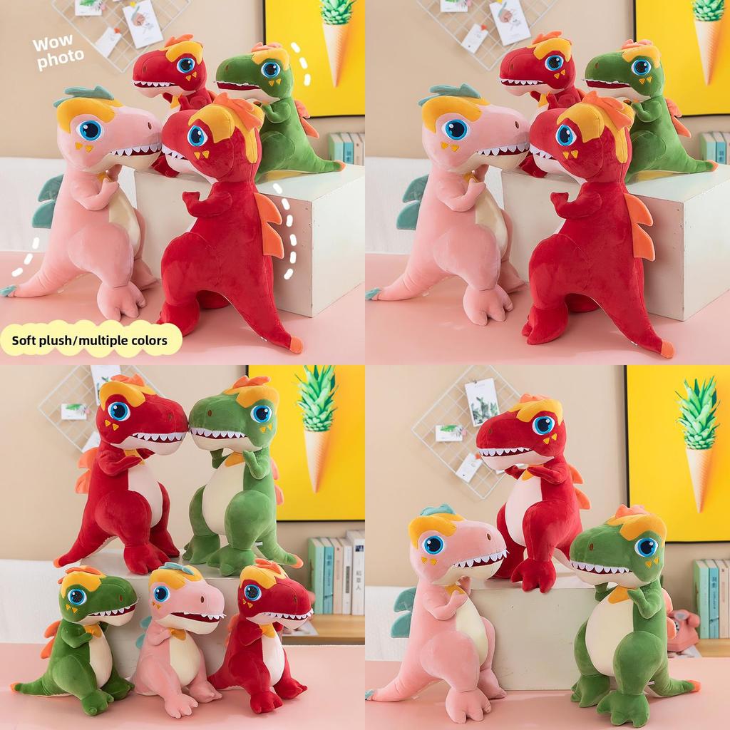 Peluche Dinosauro con Fiamme Multicolori per Gioco e Comfort dei Bambini